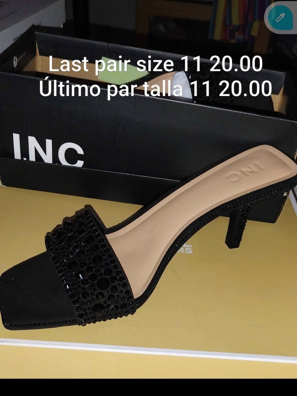 INC International Concepts Black Embellished Mule Sandal